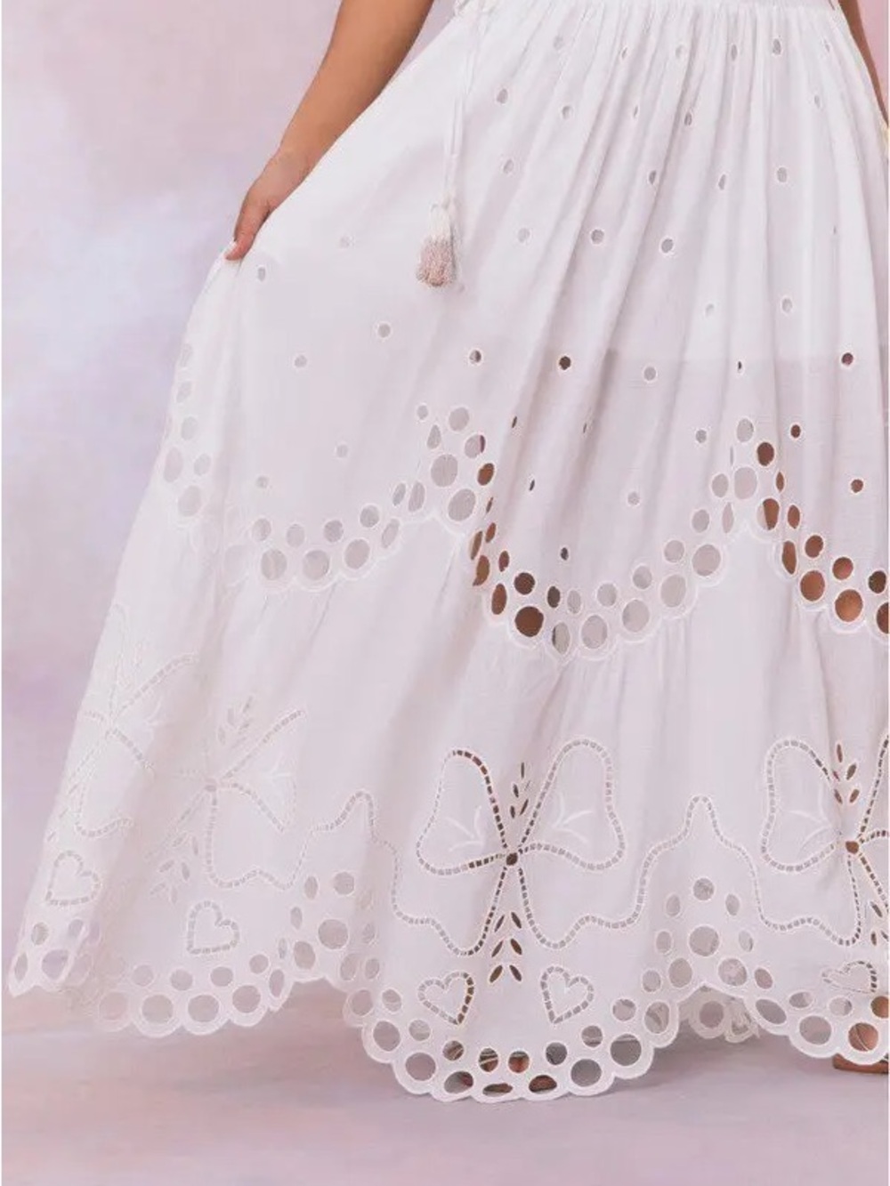 NWTLoveShackFancy White Eyelet romantic cassaro Maxi Skirt in soft white size S